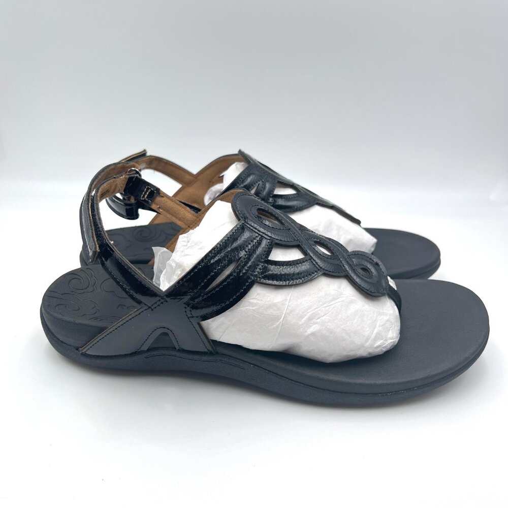 10W 10 WIDE‎ WIDTH Rockport Ramona Black Patent T-Strap Summer Sandals Shoes